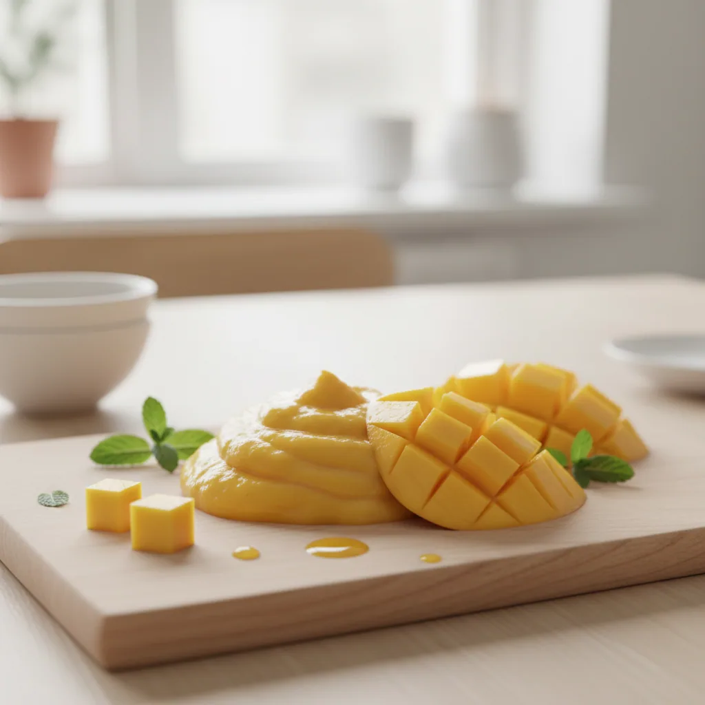 Mango, ingredient inspiration. Follow the preparation guidance below for your baby.