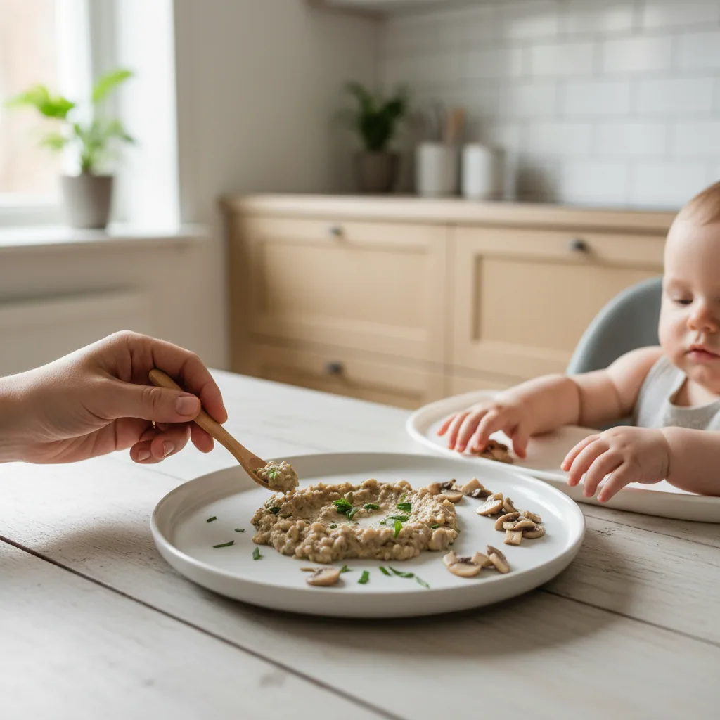 Mushrooms, ingredient inspiration. Follow the preparation guidance below for your baby.