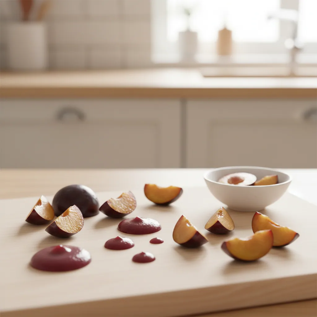 Plum, ingredient inspiration. Follow the preparation guidance below for your baby.