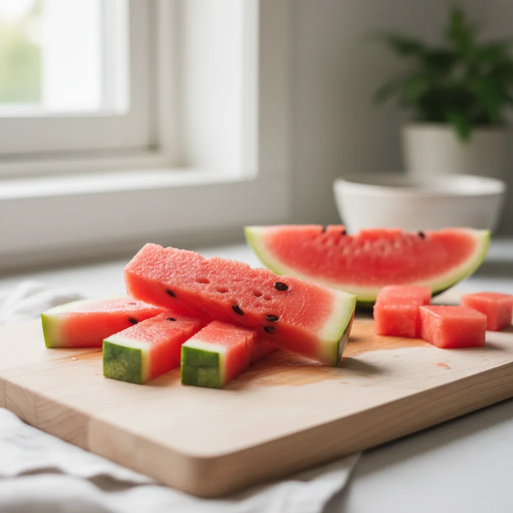 Watermelon, ingredient inspiration. Follow the preparation guidance below for your baby.