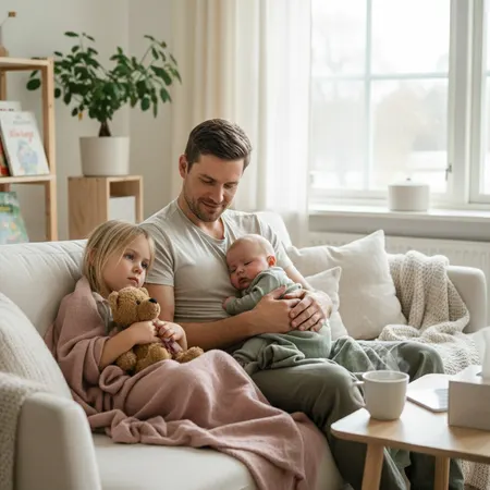 Flu in Children and Babies: Symptoms, Treatment, and Vaccination — illustration
